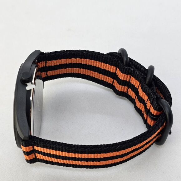 Field Military Men's Watch 42MM Black Case Dial Black Orange Canvas Band Straps‎ - Picture 12 of 16
